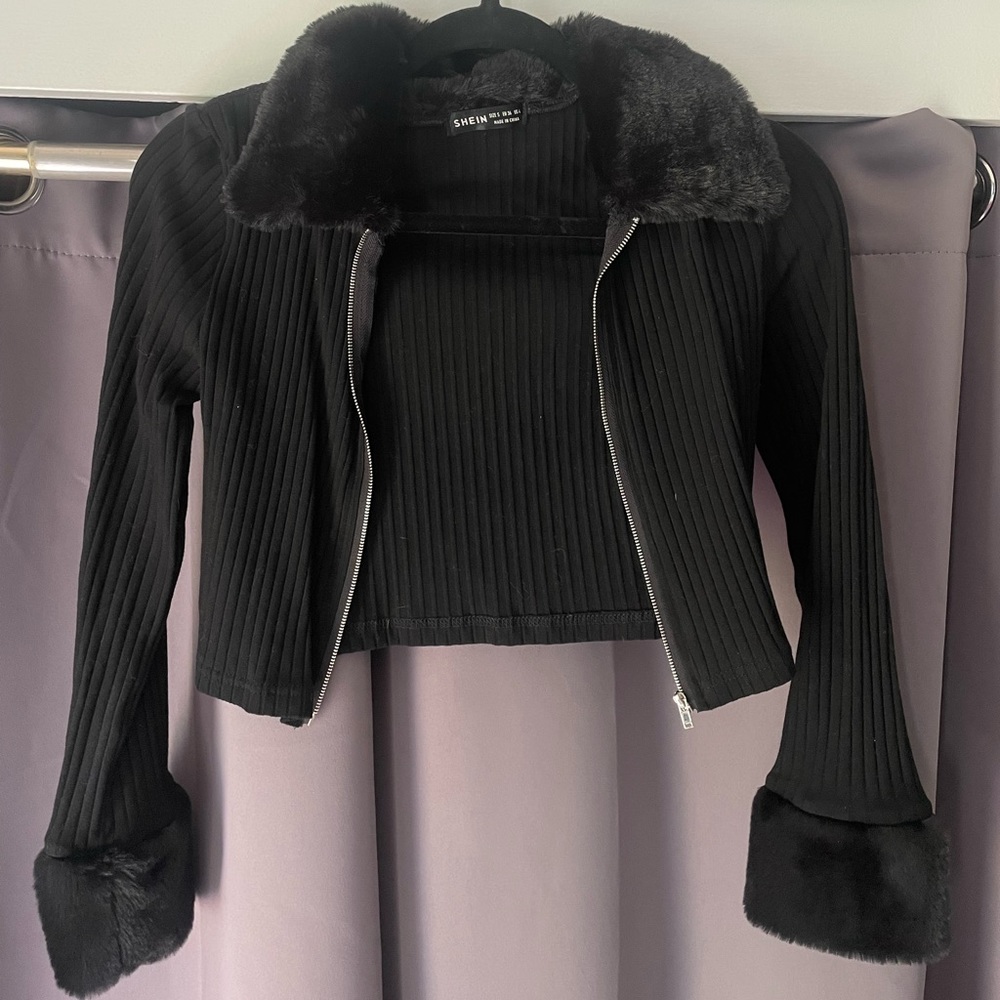 Fur Lined Zip-up Sweater